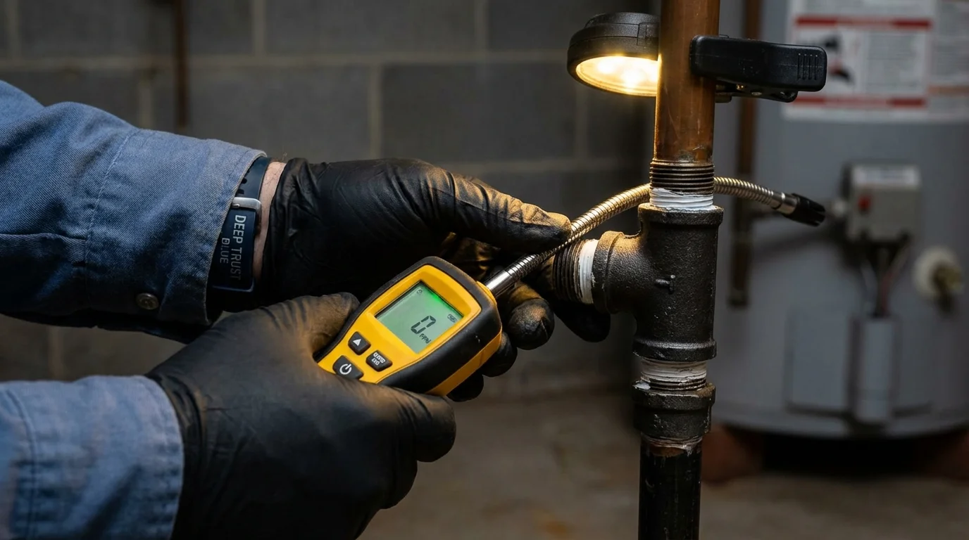Gas leak detection with electronic sniffer by Johns Plumbing LLC in Julesburg