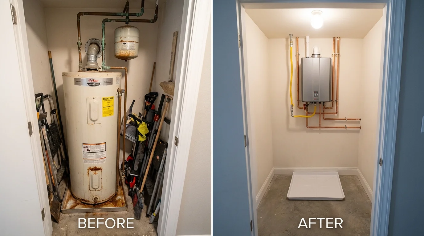 Tank water heater versus wall-mounted tankless unit comparison for Julesburg, CO homeowners